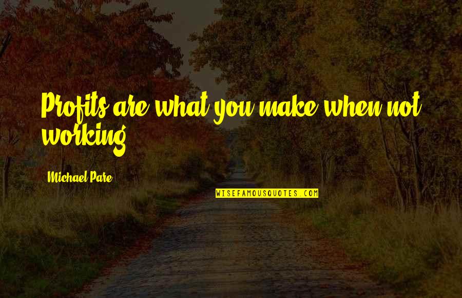 Nowere Quotes By Michael Pare: Profits are what you make when not working.