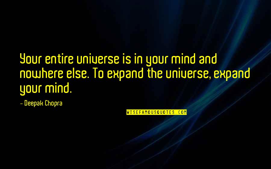Nowhere In Quotes By Deepak Chopra: Your entire universe is in your mind and