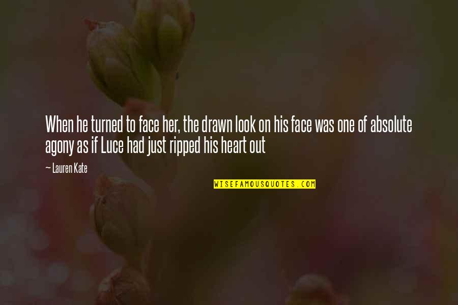 Nowrasteh Quotes By Lauren Kate: When he turned to face her, the drawn Nowrasteh Quotes By Lauren Kate: When he turned to face her, the drawn