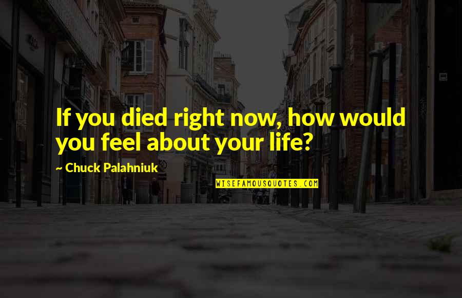 Noyance Quotes By Chuck Palahniuk: If you died right now, how would you