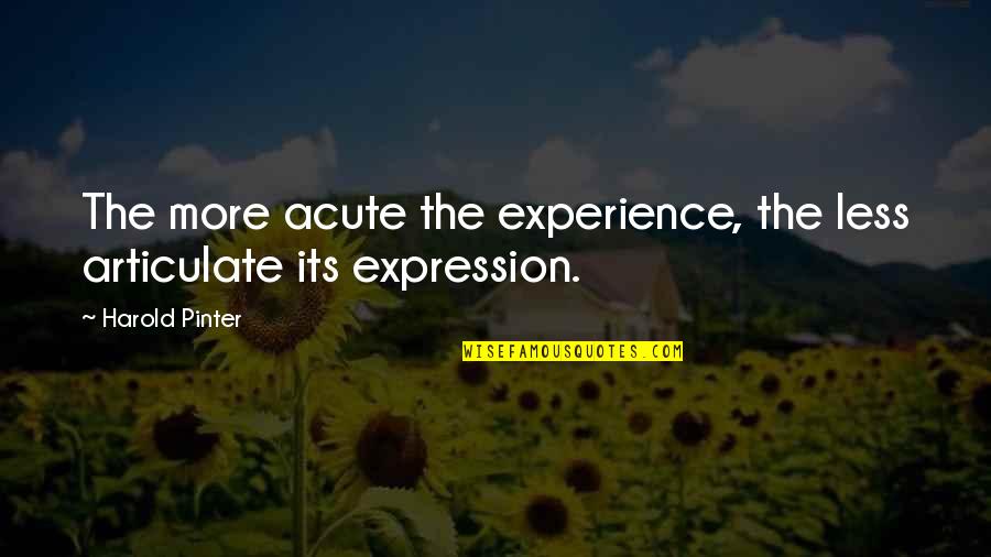 Nri Life Quotes By Harold Pinter: The more acute the experience, the less articulate