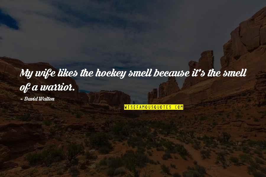 Ntemos Quotes By David Walton: My wife likes the hockey smell because it's