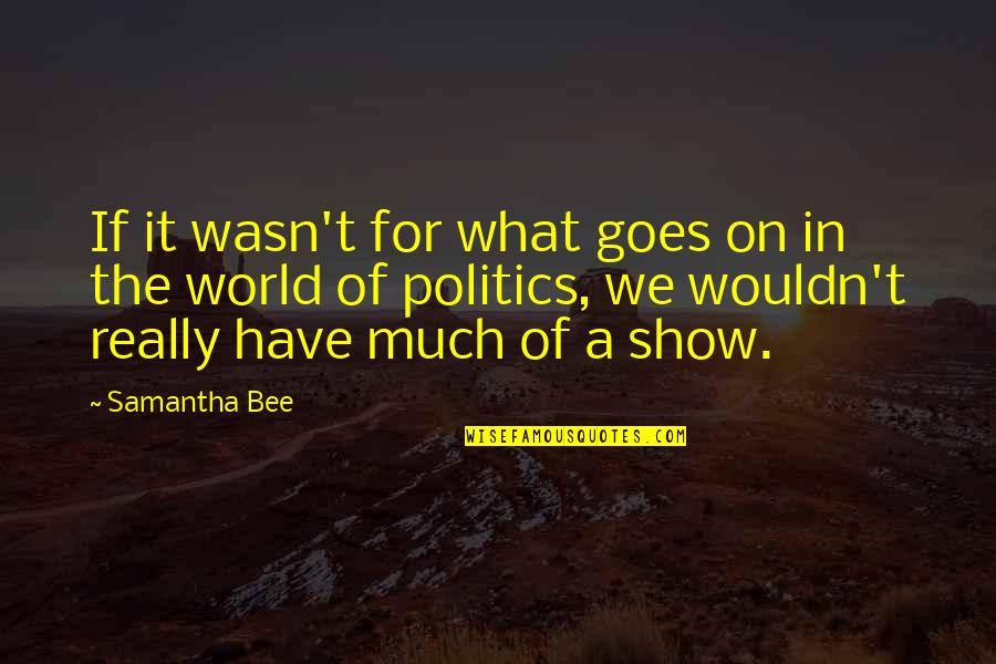 Ntoshi Quotes By Samantha Bee: If it wasn't for what goes on in Ntoshi Quotes By Samantha Bee: If it wasn't for what goes on in