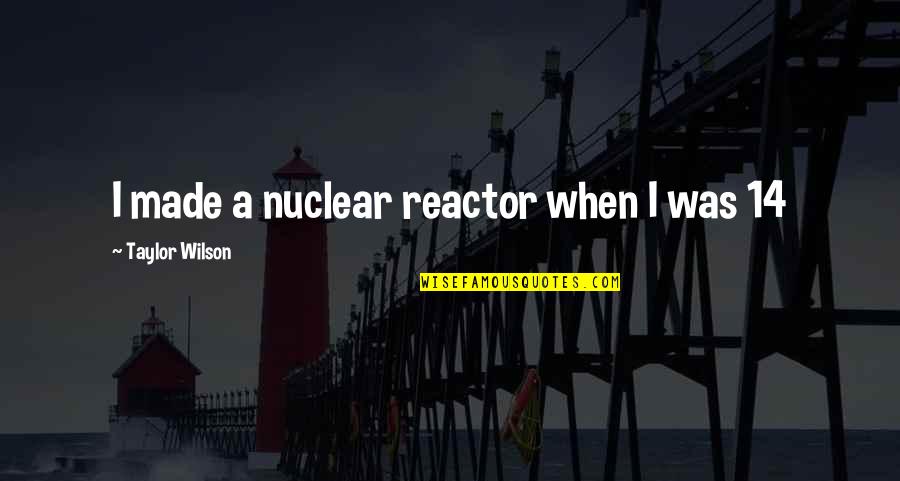 Nuclear Reactor Quotes By Taylor Wilson: I made a nuclear reactor when I was