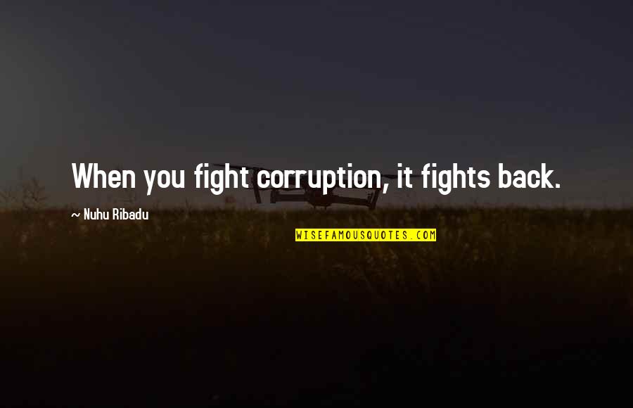 Nuhu Ribadu Quotes By Nuhu Ribadu: When you fight corruption, it fights back.