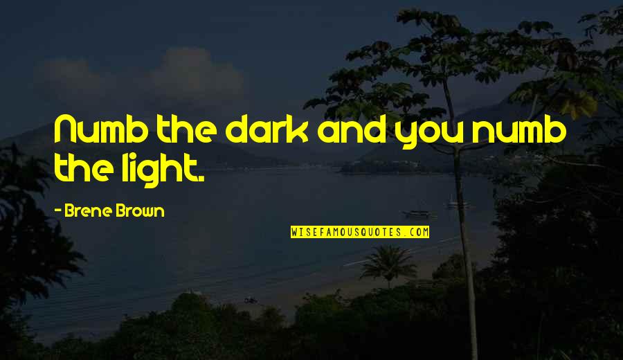 Numb Quotes By Brene Brown: Numb the dark and you numb the light.