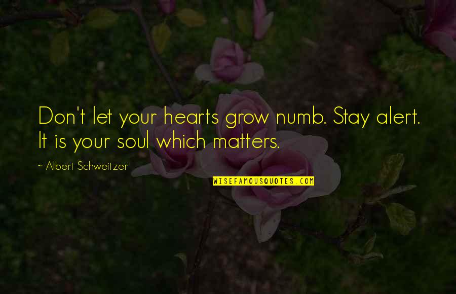 Numb Soul Quotes By Albert Schweitzer: Don't let your hearts grow numb. Stay alert. Numb Soul Quotes By Albert Schweitzer: Don't let your hearts grow numb. Stay alert.