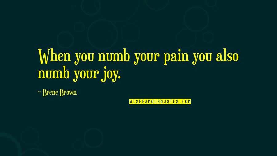 Numb To Pain Quotes By Brene Brown: When you numb your pain you also numb Numb To Pain Quotes By Brene Brown: When you numb your pain you also numb