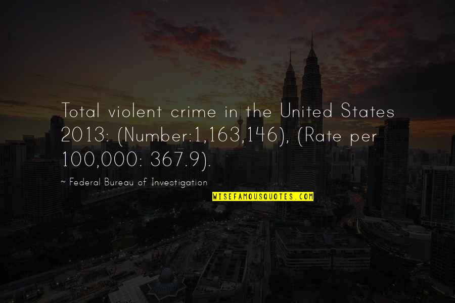 Number 9 Quotes By Federal Bureau Of Investigation: Total violent crime in the United States 2013:
