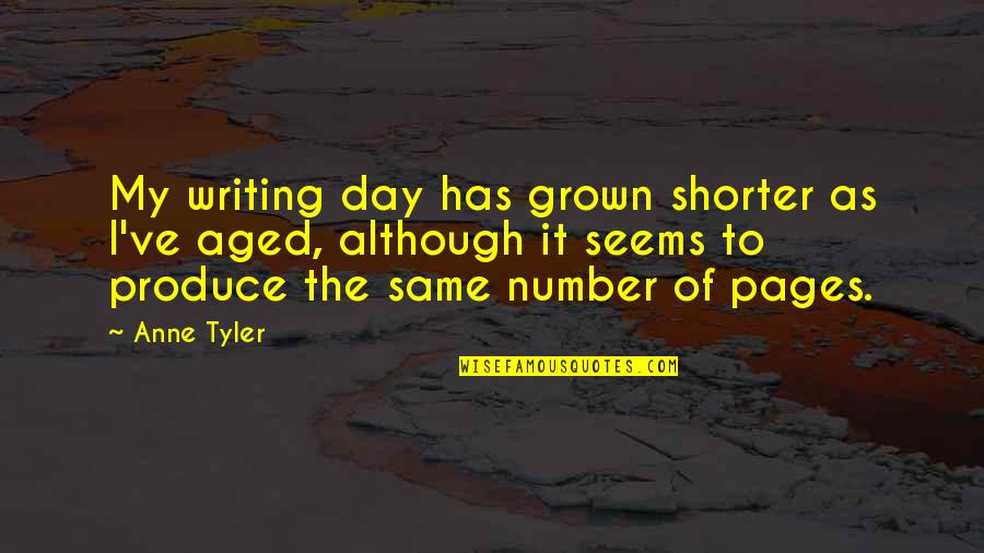 Number Writing Quotes By Anne Tyler: My writing day has grown shorter as I've