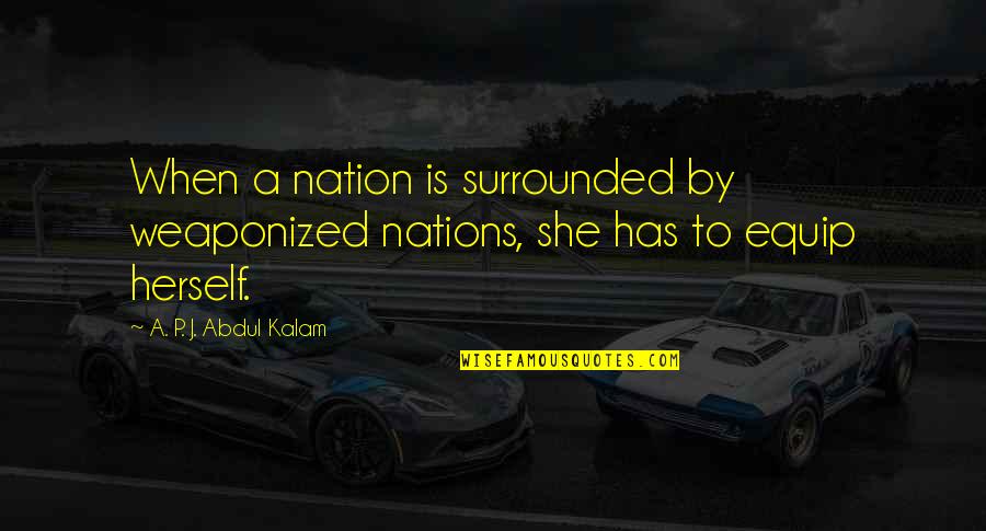 Numberall Rs 316 F Quotes By A. P. J. Abdul Kalam: When a nation is surrounded by weaponized nations, Numberall Rs 316 F Quotes By A. P. J. Abdul Kalam: When a nation is surrounded by weaponized nations,