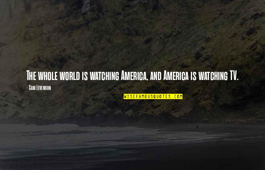 Numbly Quotes By Sam Levenson: The whole world is watching America, and America