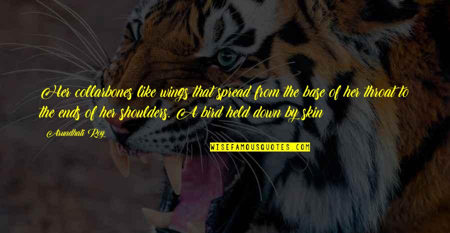 Numele Trandafirului Quotes By Arundhati Roy: Her collarbones like wings that spread from the