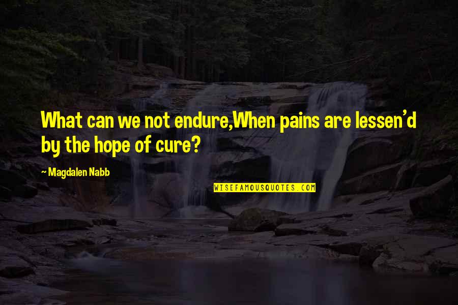 Numerosos De Dui Quotes By Magdalen Nabb: What can we not endure,When pains are lessen'd