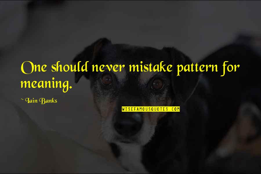 Nunneries Cleaners Quotes By Iain Banks: One should never mistake pattern for meaning.
