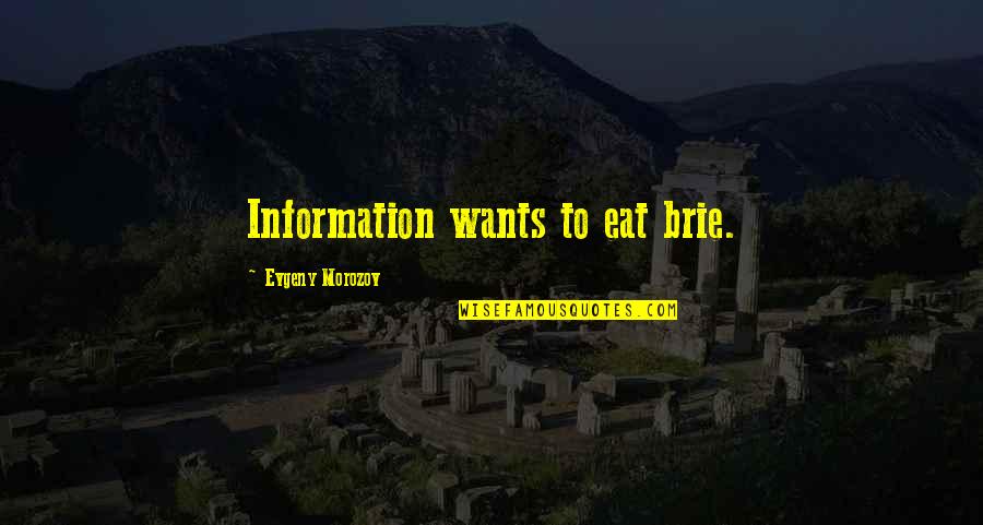 Nuove Disposizioni Quotes By Evgeny Morozov: Information wants to eat brie.