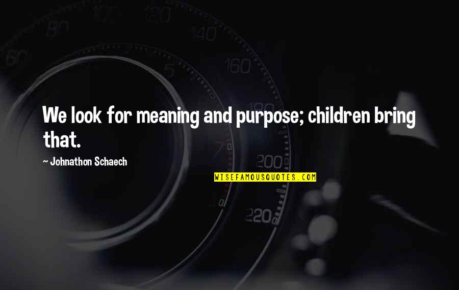 Nurdogan Kili Quotes By Johnathon Schaech: We look for meaning and purpose; children bring