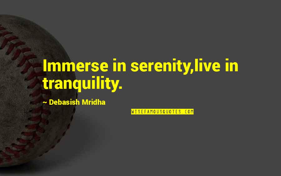 Nurse Midwife Quotes By Debasish Mridha: Immerse in serenity,live in tranquility.