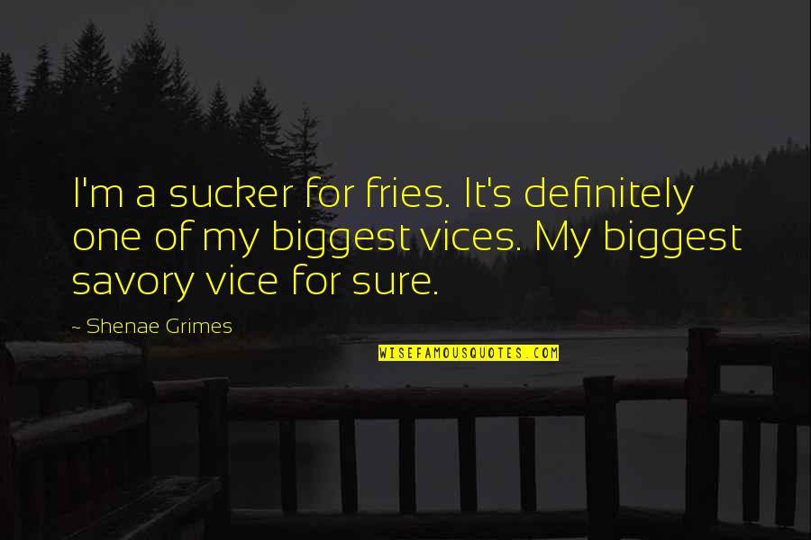 Nurse Patient Relationship Quotes By Shenae Grimes: I'm a sucker for fries. It's definitely one