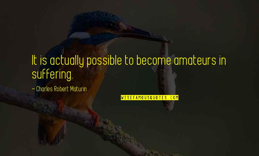 Nurselife Quotes By Charles Robert Maturin: It is actually possible to become amateurs in