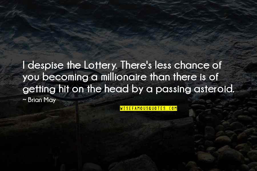 Nursing Positive Quotes By Brian May: I despise the Lottery. There's less chance of