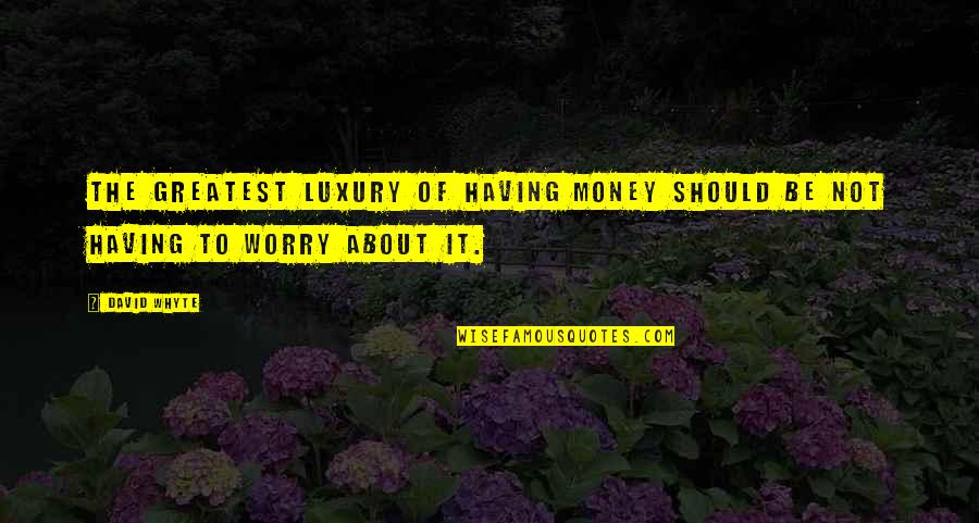 Nurture Leadership Quotes By David Whyte: The greatest luxury of having money should be