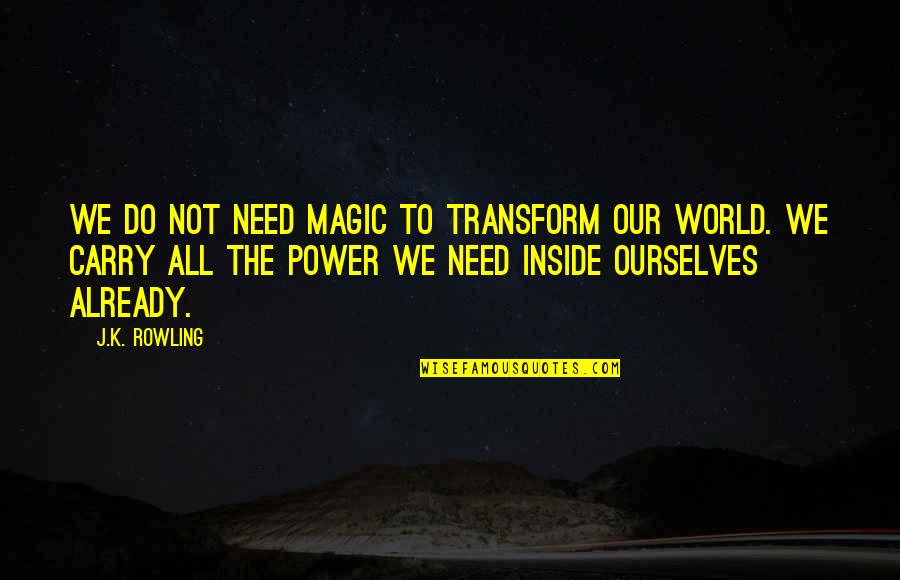 Nusser Raajpoot Quotes By J.K. Rowling: We do not need magic to transform our