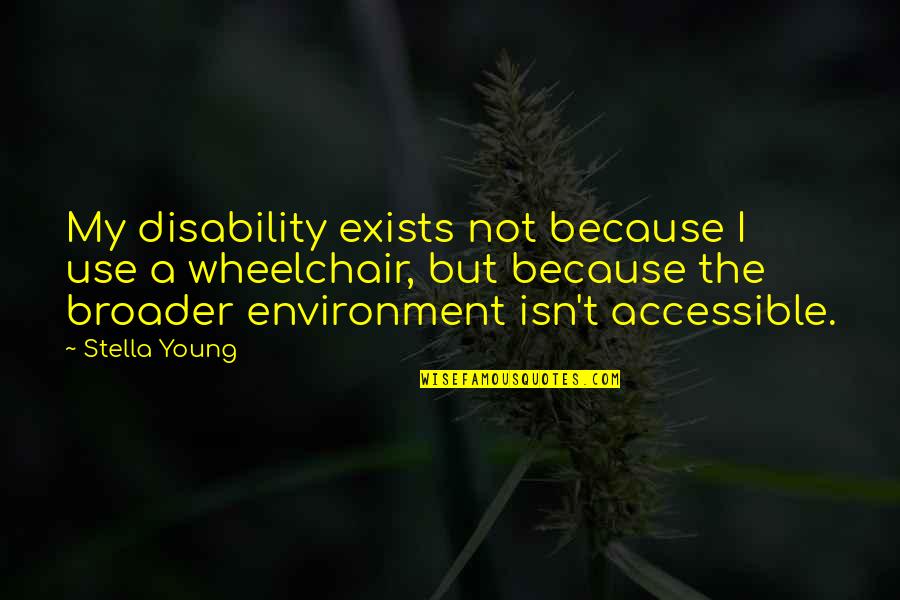 Nvte Lake Quotes By Stella Young: My disability exists not because I use a