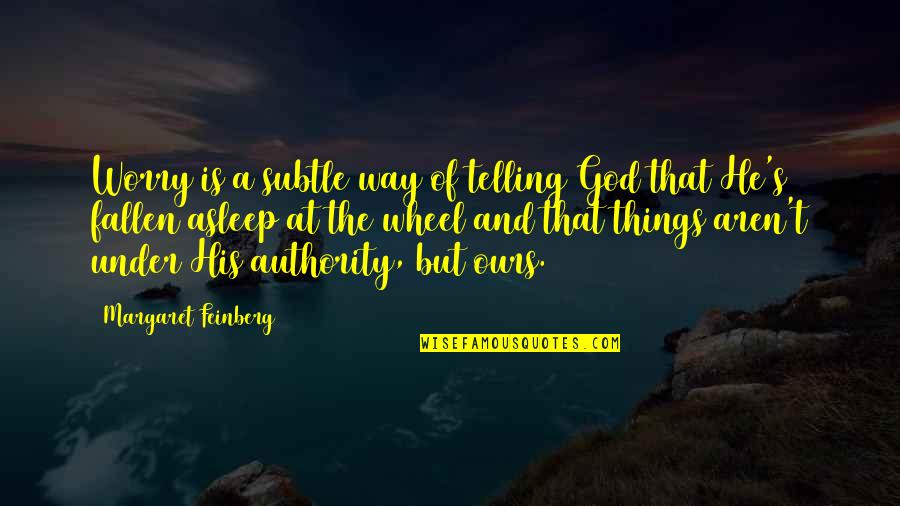 Nyons Quotes By Margaret Feinberg: Worry is a subtle way of telling God