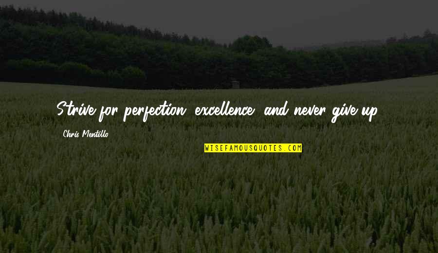 Nyulak Szigete Quotes By Chris Mentillo: Strive for perfection, excellence, and never give up.