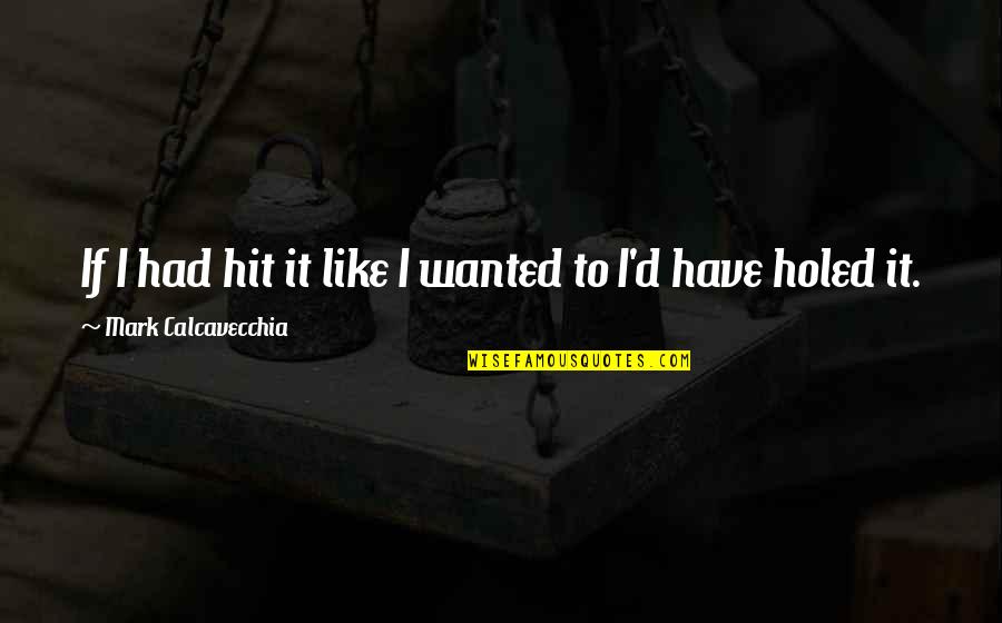 O Brother Where Art Thou Pappy Odaniel Quotes By Mark Calcavecchia: If I had hit it like I wanted