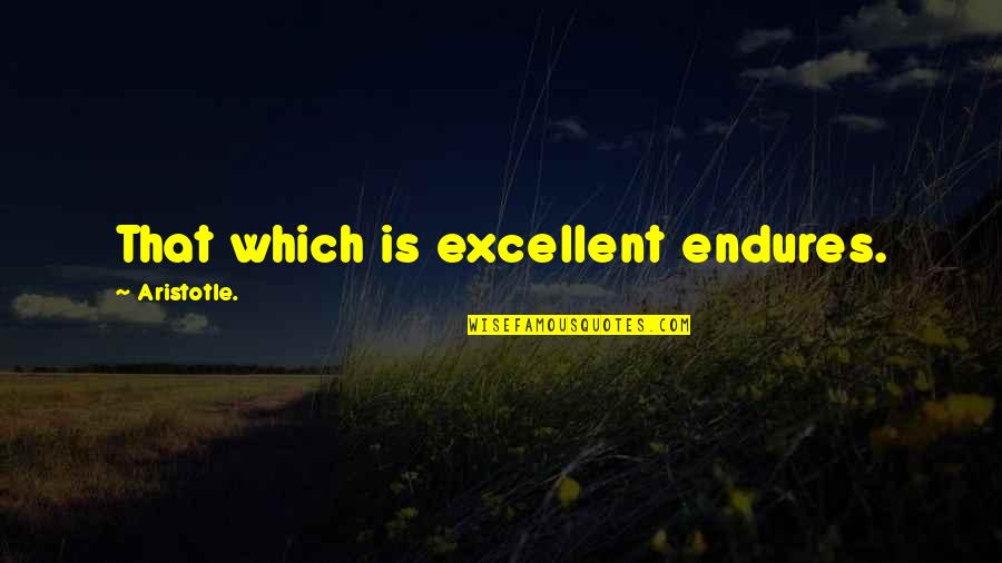 O Grande Ditador Quotes By Aristotle.: That which is excellent endures.