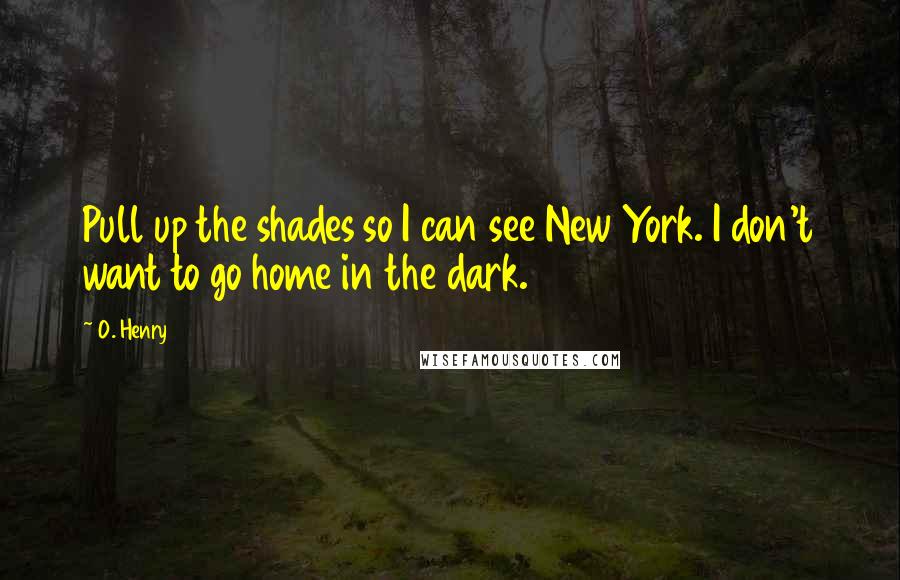 O. Henry quotes: Pull up the shades so I can see New York. I don't want to go home in the dark.
