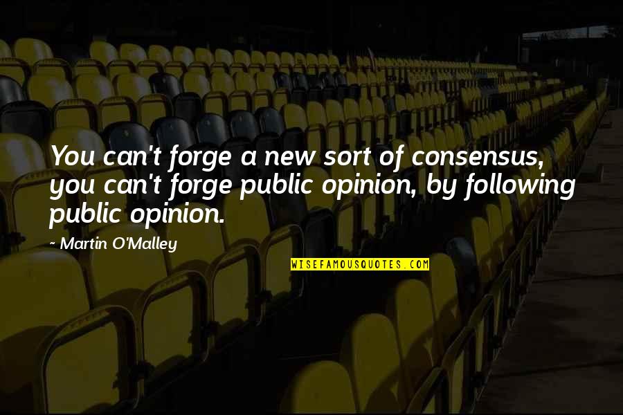 O Malley Quotes By Martin O'Malley: You can't forge a new sort of consensus, O Malley Quotes By Martin O'Malley: You can't forge a new sort of consensus,