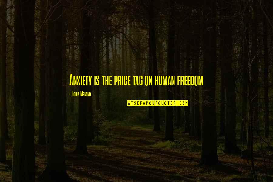 O Que Price Quotes By Louis Menand: Anxiety is the price tag on human freedom