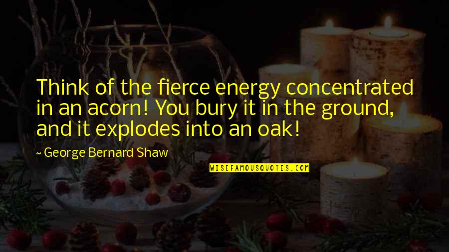 Oak And Acorn Quotes By George Bernard Shaw: Think of the fierce energy concentrated in an
