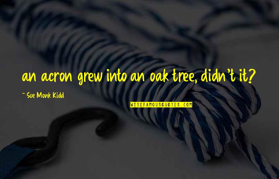 Oak Tree Quotes By Sue Monk Kidd: an acron grew into an oak tree, didn't
