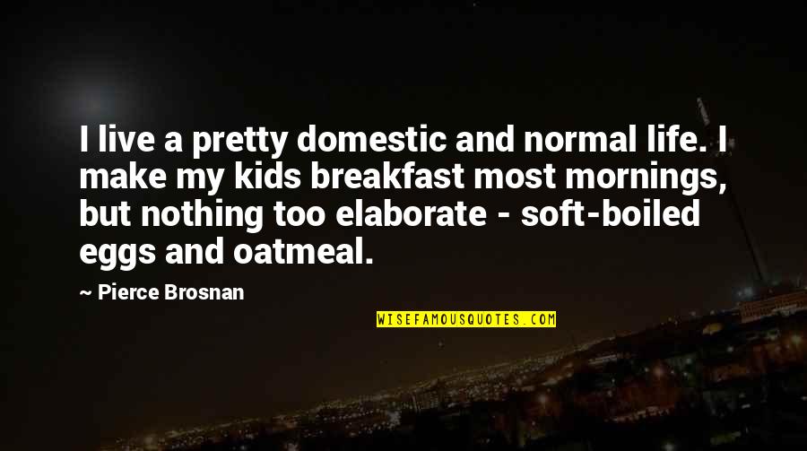 Oatmeal Quotes By Pierce Brosnan: I live a pretty domestic and normal life.