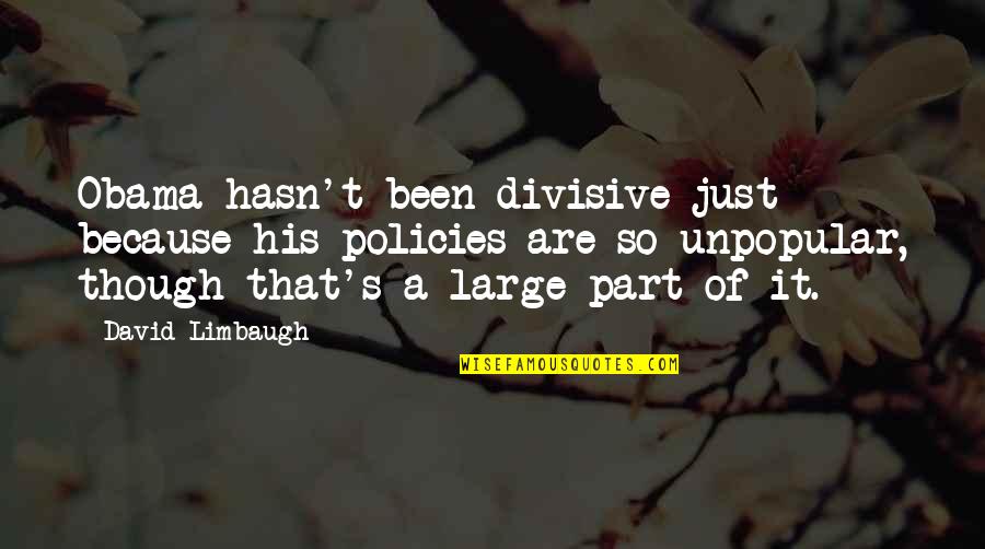 Obama Divisive Quotes By David Limbaugh: Obama hasn't been divisive just because his policies Obama Divisive Quotes By David Limbaugh: Obama hasn't been divisive just because his policies