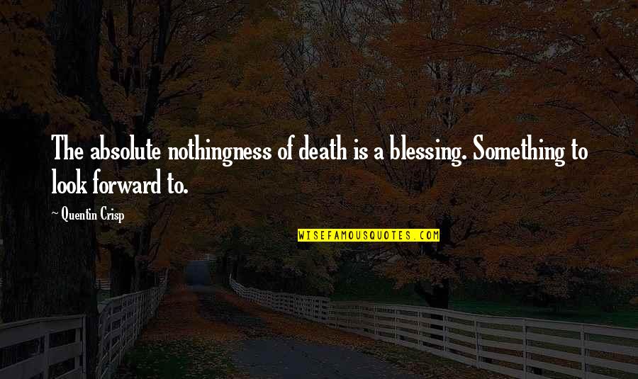 Obama Gun Control Quotes By Quentin Crisp: The absolute nothingness of death is a blessing.