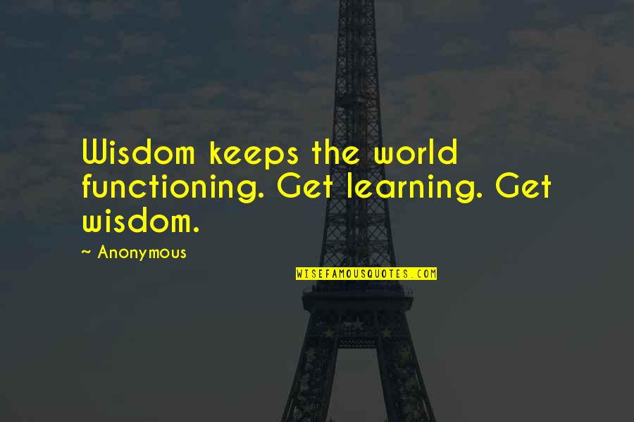 Obama Middle East Quotes By Anonymous: Wisdom keeps the world functioning. Get learning. Get