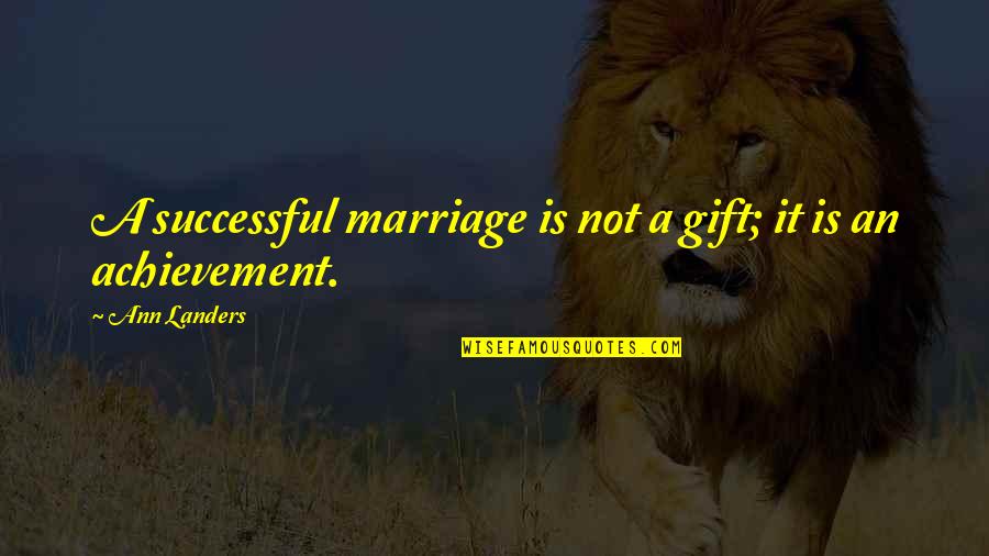 Obayashi Construction Quotes By Ann Landers: A successful marriage is not a gift; it