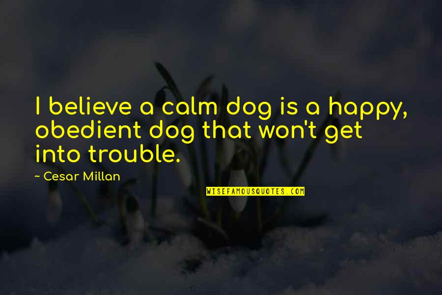 Obedient Quotes By Cesar Millan: I believe a calm dog is a happy,