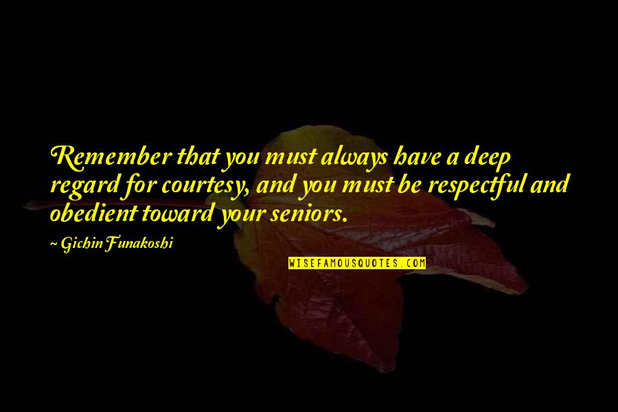 Obedient Quotes By Gichin Funakoshi: Remember that you must always have a deep