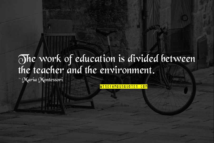 Obeisance In A Sentence Quotes By Maria Montessori: The work of education is divided between the