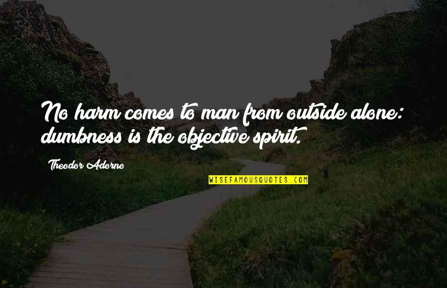 Oberemmel Quotes By Theodor Adorno: No harm comes to man from outside alone: