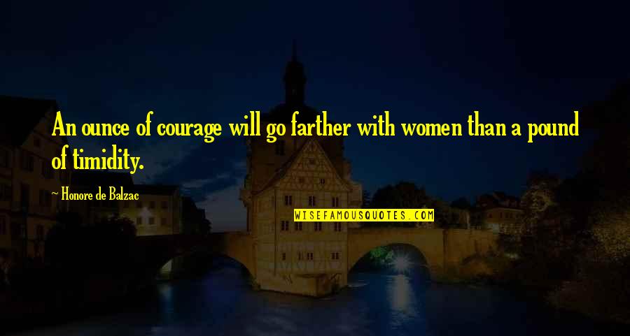 Oberkirch Plate Quotes By Honore De Balzac: An ounce of courage will go farther with