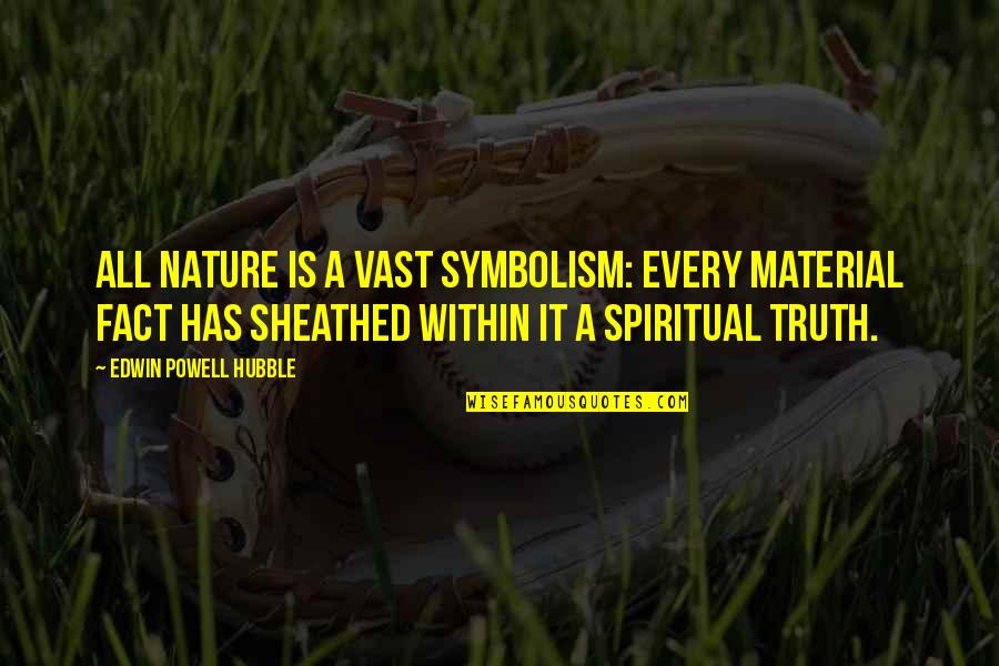 Obfuscate Quotes By Edwin Powell Hubble: All nature is a vast symbolism: Every material Obfuscate Quotes By Edwin Powell Hubble: All nature is a vast symbolism: Every material