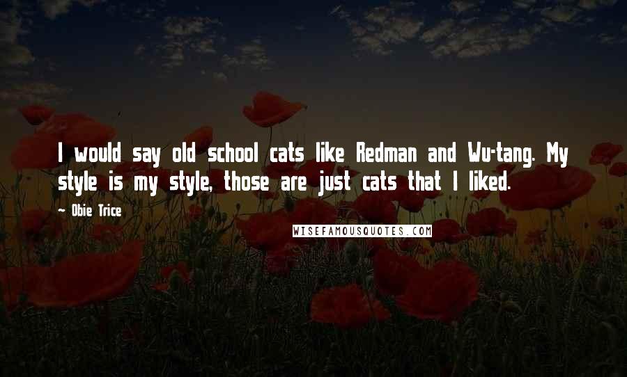 Obie Trice quotes: I would say old school cats like Redman and Wu-tang. My style is my style, those are just cats that I liked.
