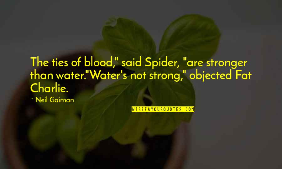 Objected Quotes By Neil Gaiman: The ties of blood," said Spider, "are stronger